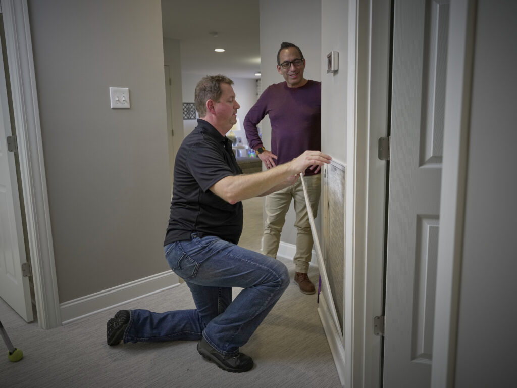 Trane dealer with man